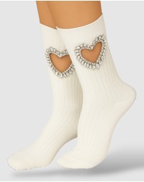 High Heel Jungle - Gem Crystal Heart Sock