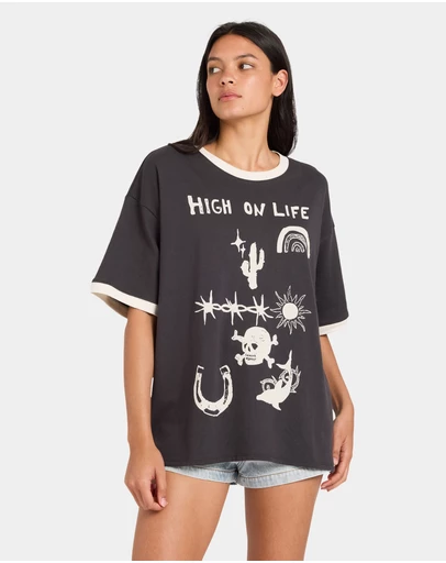 RVCA - Womens Dani Miller Oversized Ringer Oversized T-Shirt