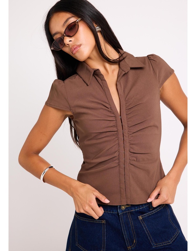Insight - Cassia Short Sleeve Gather Shirt