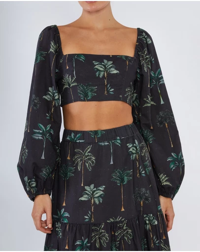 Amelius - Palmira Linen Tie-Back Crop Top