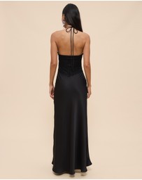CHANCERY - Georgie Halter Neck Lace Panelled Maxi Dress