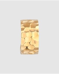 Kuzzoi - ICONIC EXCLUSIVE - Earrings Earcuff Wide Hammered Modern in 925 Sterling Silver Gold Plated