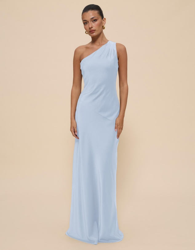 CHANCERY - Hallie Satin One Shoulder Drape Maxi Dress