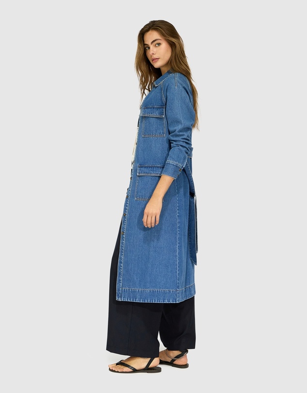 Belle & Bloom - See Through You Midi Belted Trench Dress