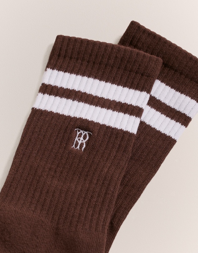 Trenery - Monogram Rib Sport Sock in Rich Brown