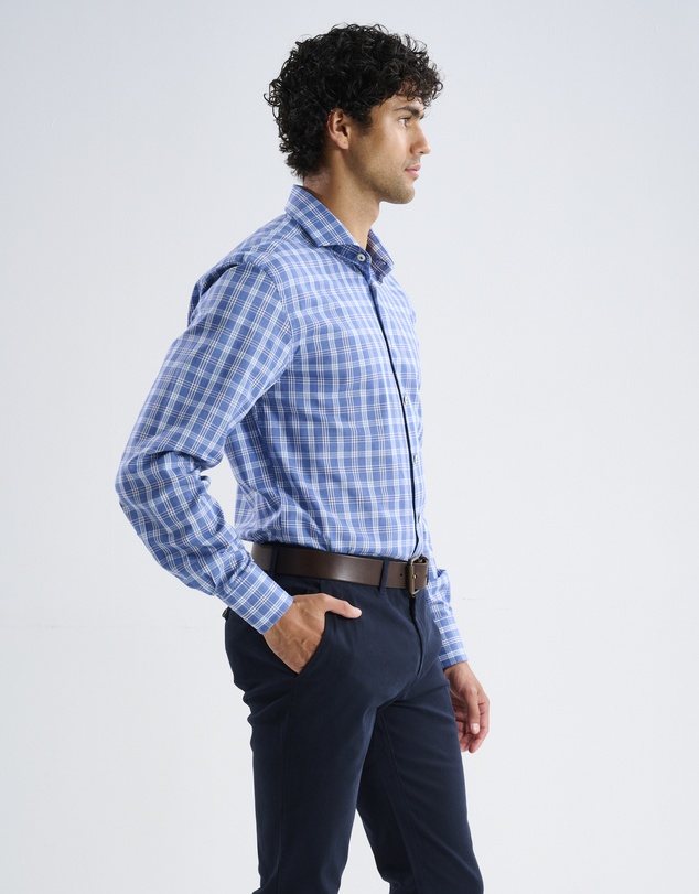 3 Wise Men - 3 Wise Men Driftwood Blue Check Shirt