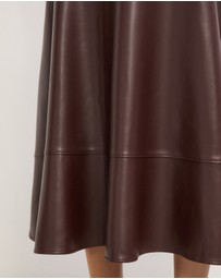 The Fated - Cam Leather Look Midi Skirt