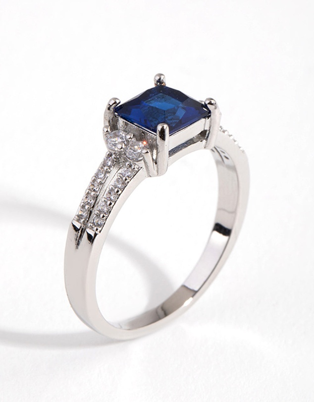 Lovisa - Silver Cubic Zirconia Square Station Double Band Ring