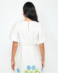 Revibe - Repaired AERE Elladia Puff Sleeve Midi Dress - AU 16