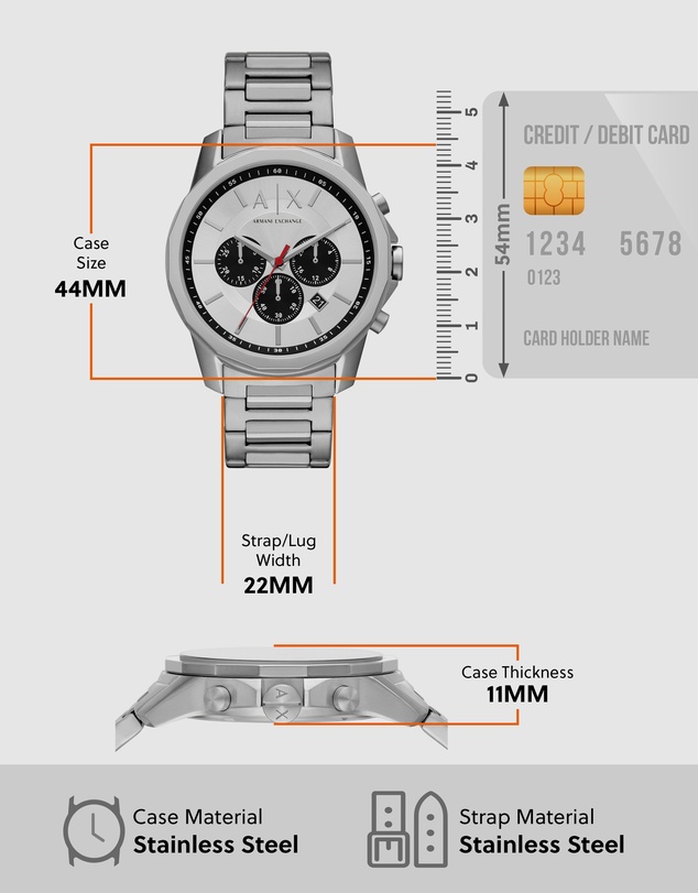 Armani Exchange - Silver Tone Choronograph Watch
