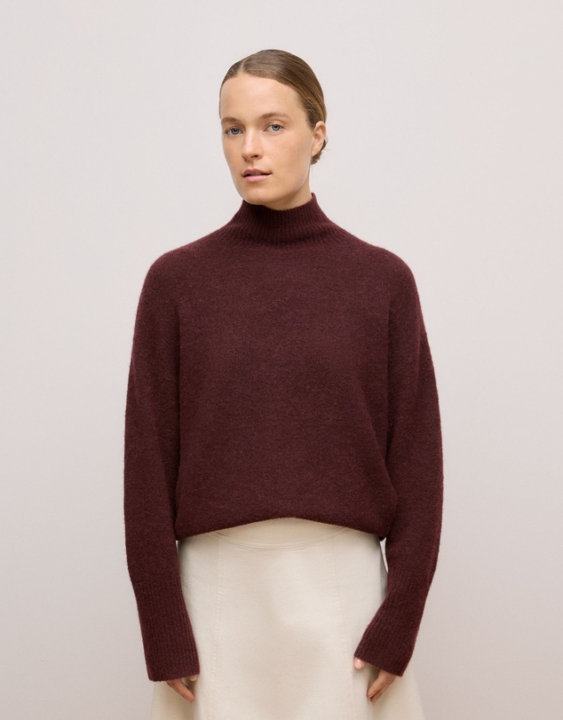Trenery - Alpaca Merino Blend Relaxed Mock Neck in Espresso
