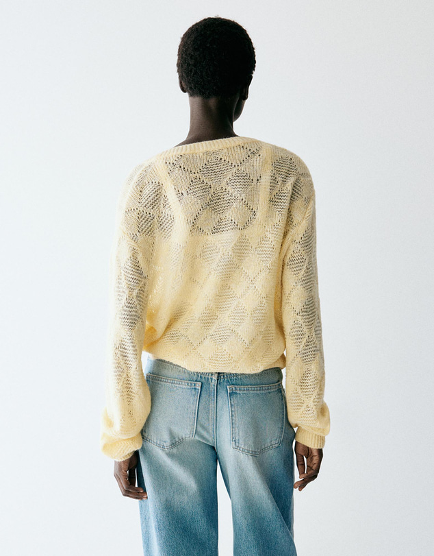M.N.G - Openwork Diamond-Pattern Knit Cardigan