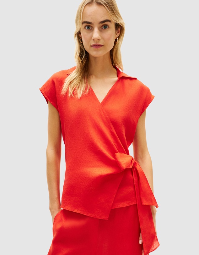 Tommy Hilfiger - Pure Linen Wrap Knot Sleeveless Blouse