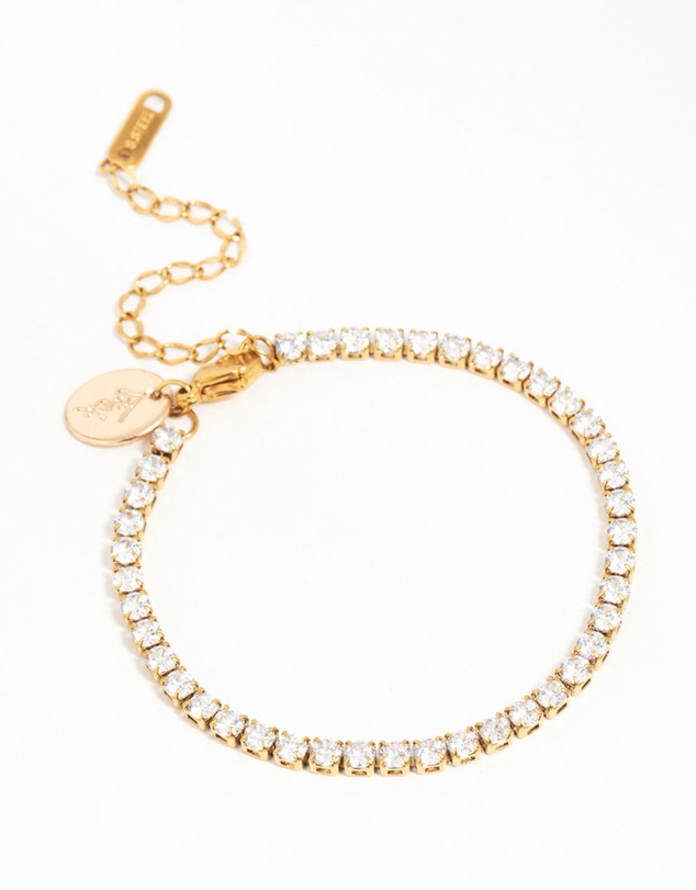 Lovisa - Waterproof Gold Plated Stainless Steel Cubic Zirconia Tennis Bracelet