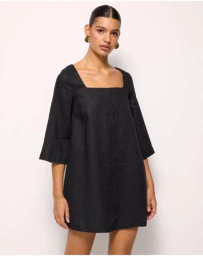 AERE - Nora Linen Mini Shift Dress