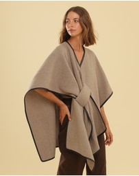 Morgan & Taylor - Jane Bias-Edged Poncho in Beige