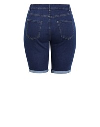 City Chic - Plus size Turn Up Skinny Denim Short - mid wash