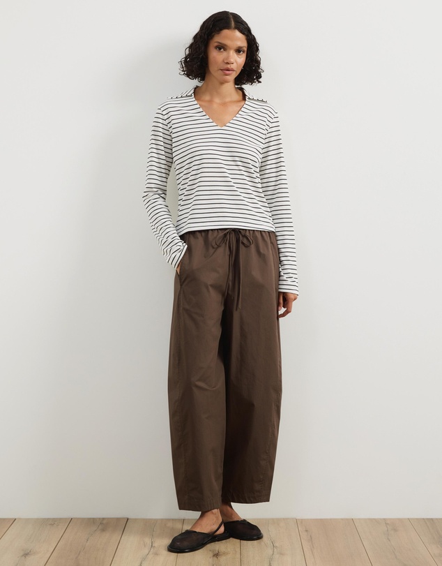 Atmos&Here - Long Sleeve Stripe V-Neck Top