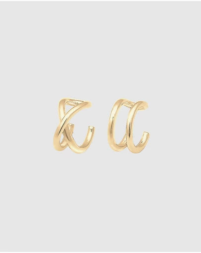 Elli Jewelry - Earrings Ear Cuff Geo Basic Minimalist 925 Sterling Silver Gold Plated