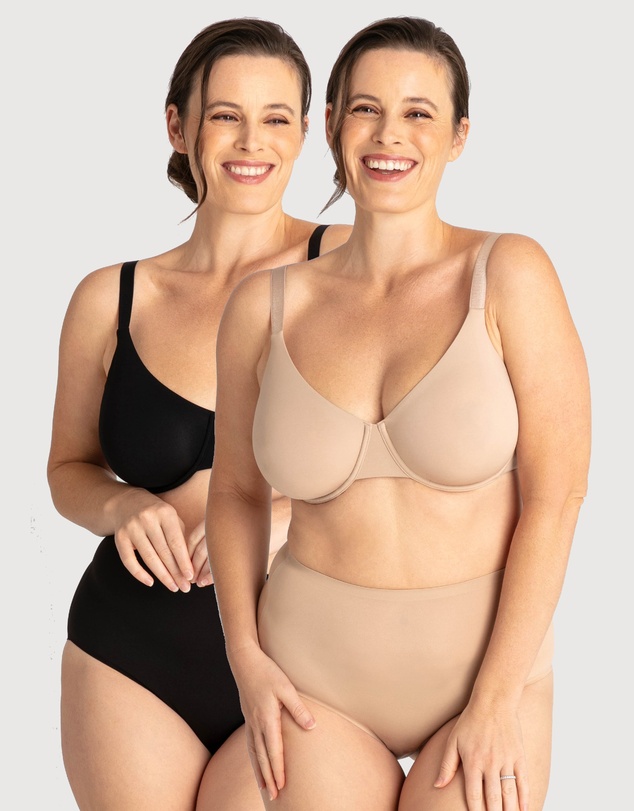 Ava & Audrey  - Underbliss by Ava & Audrey Invisibliss Moulded Microfibre Underwire Bra 2 Pack