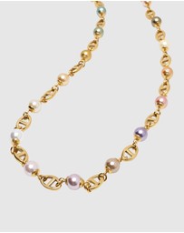 Nialaya Jewellery - Men's Gold Mariner Chain with Multicolored Pearls