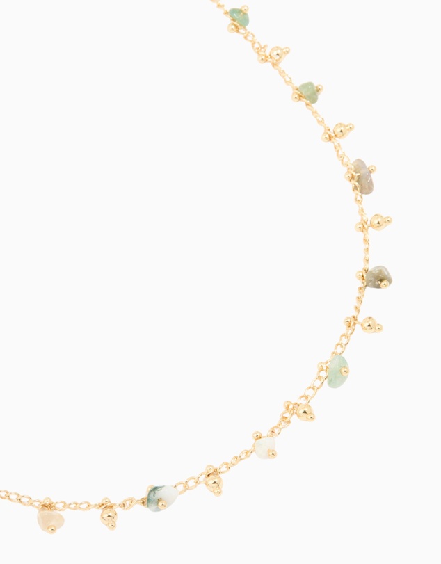 Lovisa - Gold Plated Multicoloured Semi Precious Stone Droplet Necklace