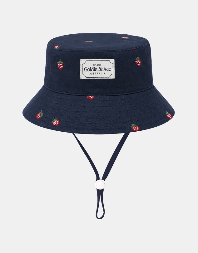 Goldie + Ace - Mini Strawberry Embroidered Bucket Hat - Babies-Kids