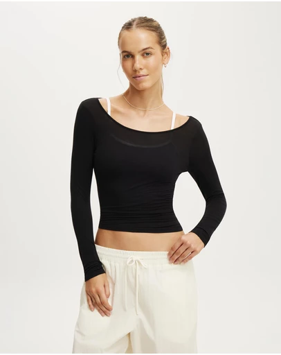 Cotton On Body Active - Active Sheer Boat Neck Longsleeve