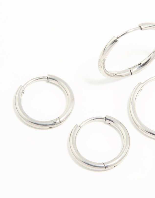 Lovisa - Waterproof Stainless Steel Thin Hoop Earrings 3-Pack