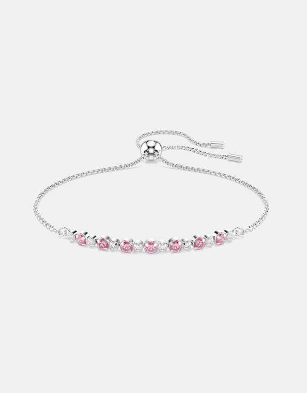 Swarovski - Matrix Bracelet, Round Cut, Pink, Rhodium Plated