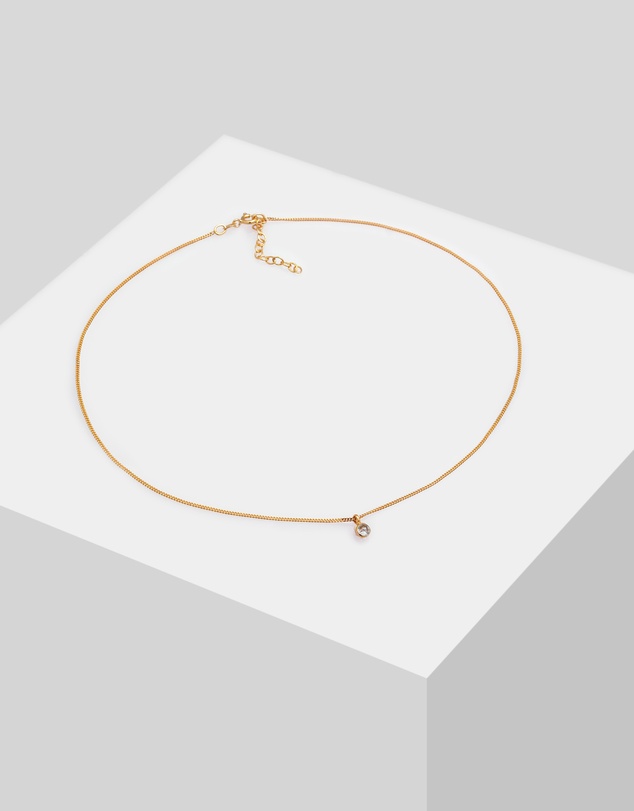 Elli Jewelry - Necklace Choker with Tourmaline Quartz Solitaire in 925 Sterling Silver gold plated