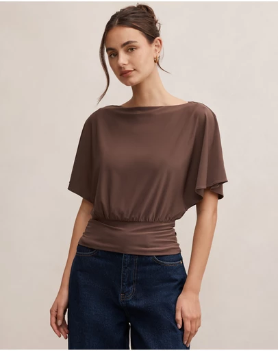 Forever New - Piper Cinched Flutter Sleeves Top