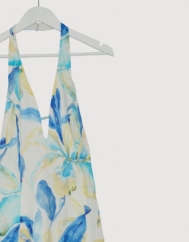 Revibe - Repaired AERE Kira Linen Halter Midi Dress - AU 8