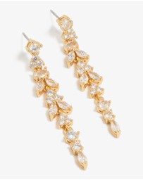 Lovisa - Gold Plated Cubic Zirconia Alternating Vine Linear Drop Earrings