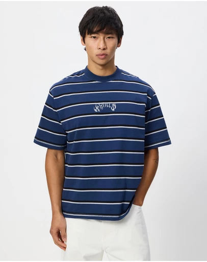 Thrills - Stagger Big Stripe Oversize Box Crop Tee
