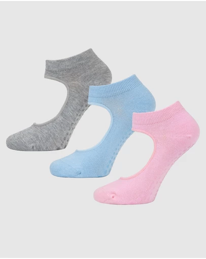Pussyfoot - 3 Pack Bamboo Pilates Barre Yoga Grip Ankle Socks