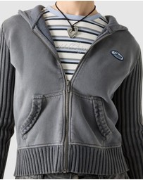 GUESS Originals - GUESS Originals Mixed Rib Zip Hoodie