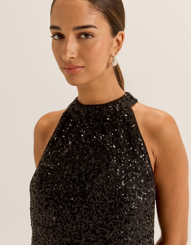 Review - Sasha Sequin Halter Top