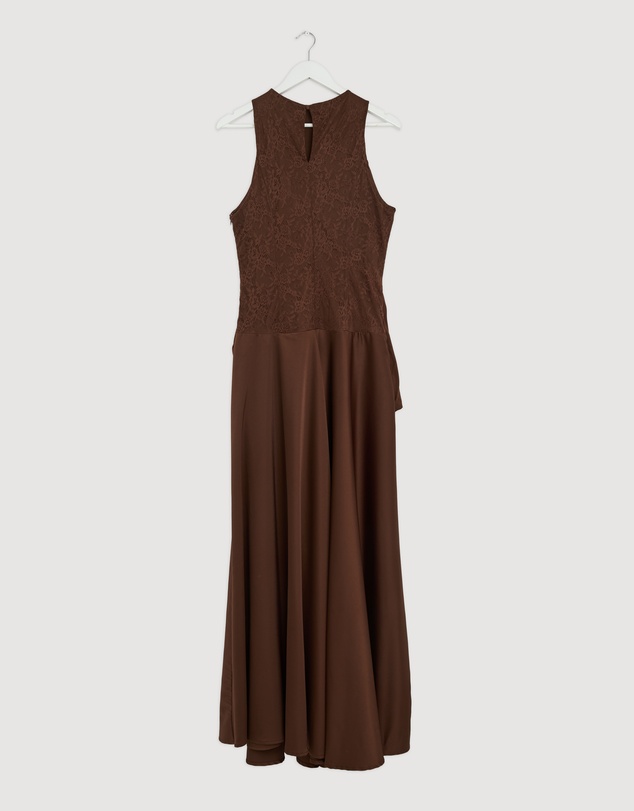 Revibe - Repaired CHANCERY Layla High Neck Lace Panelled Maxi Dress - AU 14