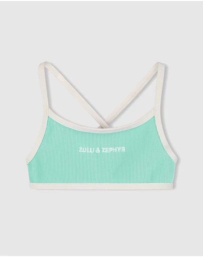 Zulu & Zephyr Mini - Mini Stripe Logo Bikini Top - Kids-Teens