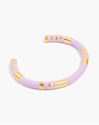 Lovisa - Waterproof Gold Plated Stainless Steel Lilac Enamel Striped Wrist Cuff