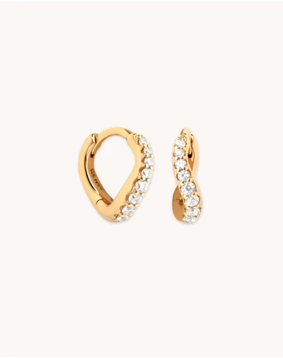 Astrid & Miyu - Wave Crystal 18ct Gold Plated Huggies