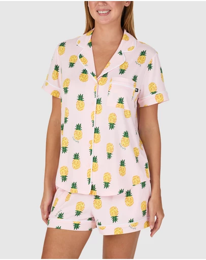 Kate Spade - Printed Jersey Button Up Short Sleeve Short Pyjama Set
