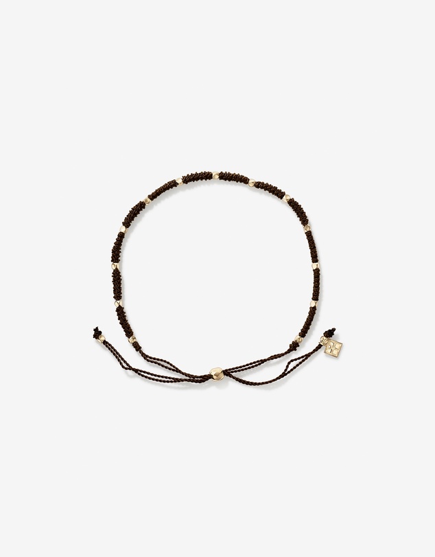 Michael Hill - Brown Cord Bead Bracelet in 10kt Yellow Gold