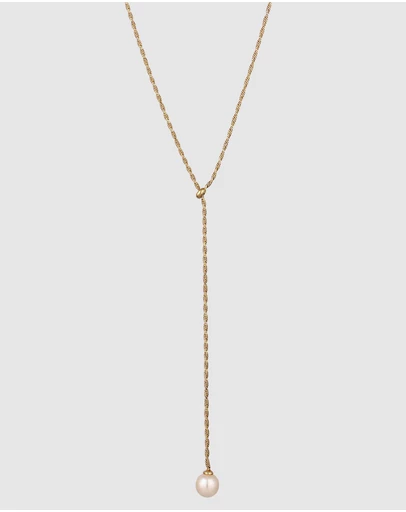 Elli Jewelry - Y-Necklace with Swarovski® Pearl in Gold-Plated 925 Silver