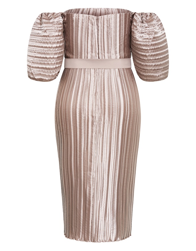 City Chic - Plus size Krista Pleat Midi Dress - champagne