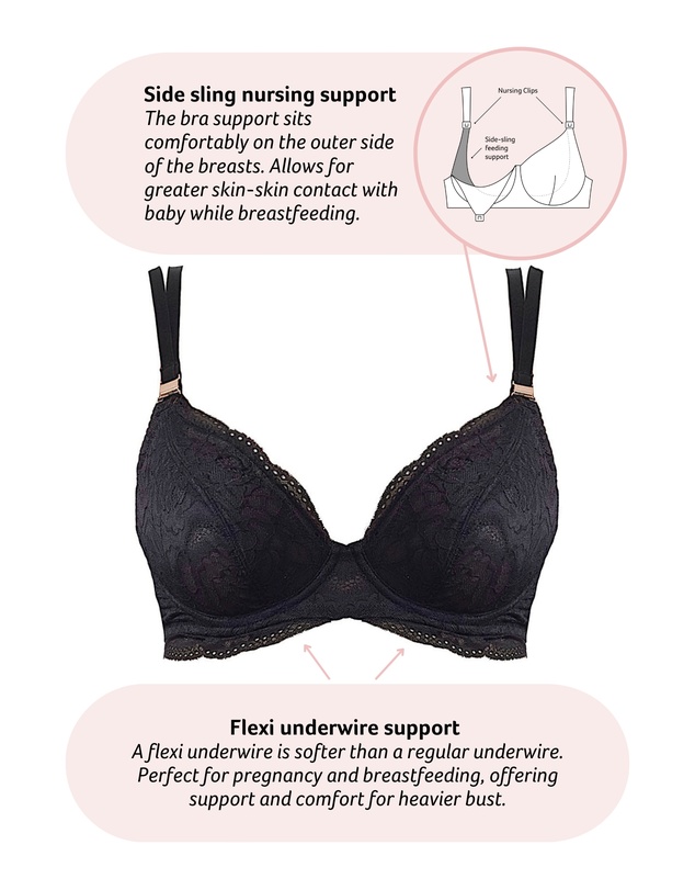 Hotmilk Maternity Lingerie - Heroine Plunge Nursing Bra - Flexiwire