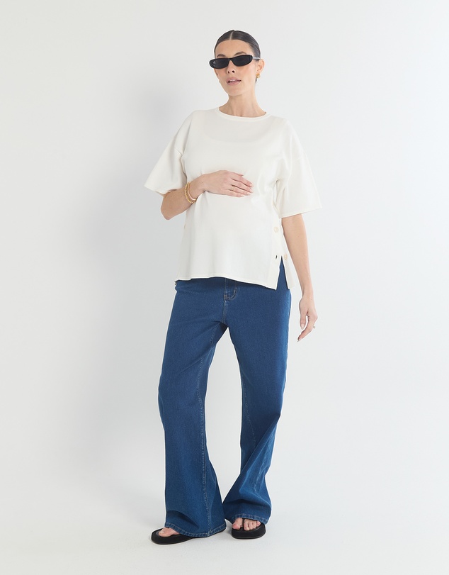 Soon Maternity - Crepe Knit Button Feeding Top