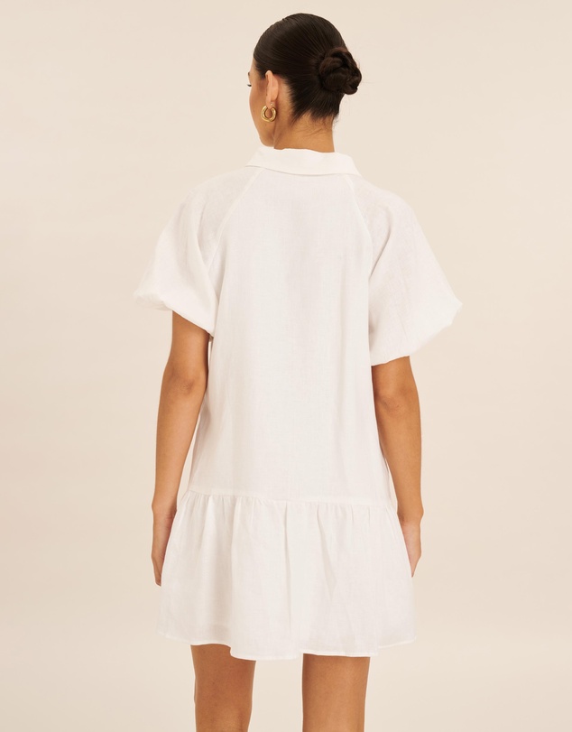 AERE - Joia Linen Puff Sleeve Mini Dress