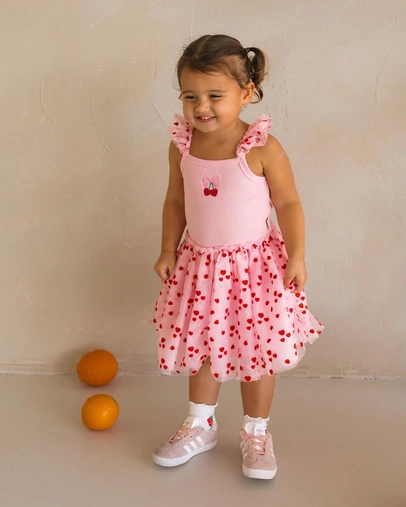 Huxbaby - Icing-On-The-Cupcake Flocked Tulle Dress - Babies-Teens
